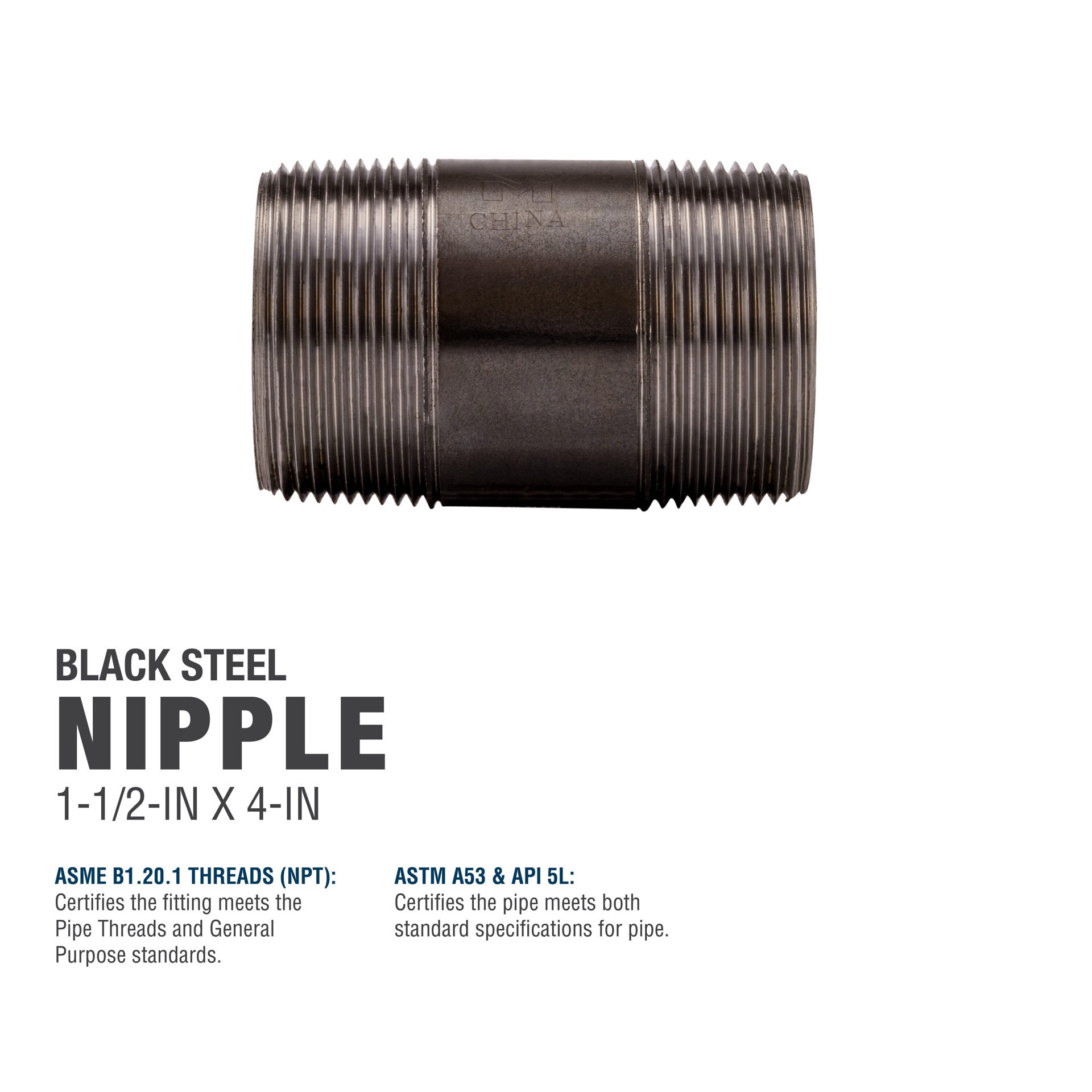 slide 5 of 6, RELIABILT 1-1/2-in x 4-in Black Nipple, 1 ct