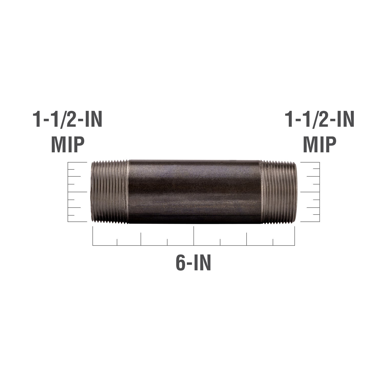 slide 3 of 6, RELIABILT 1-1/2-in x 6-in Black Nipple, 1 ct