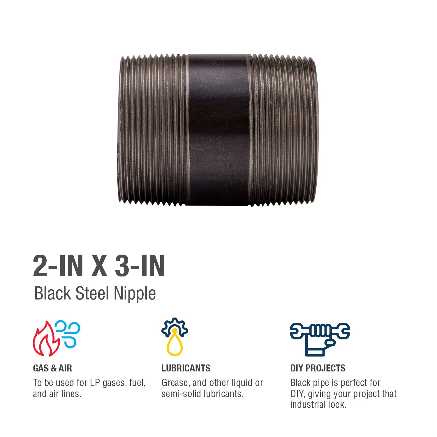 slide 4 of 6, RELIABILT 2-in x 3-in Black Nipple, 1 ct