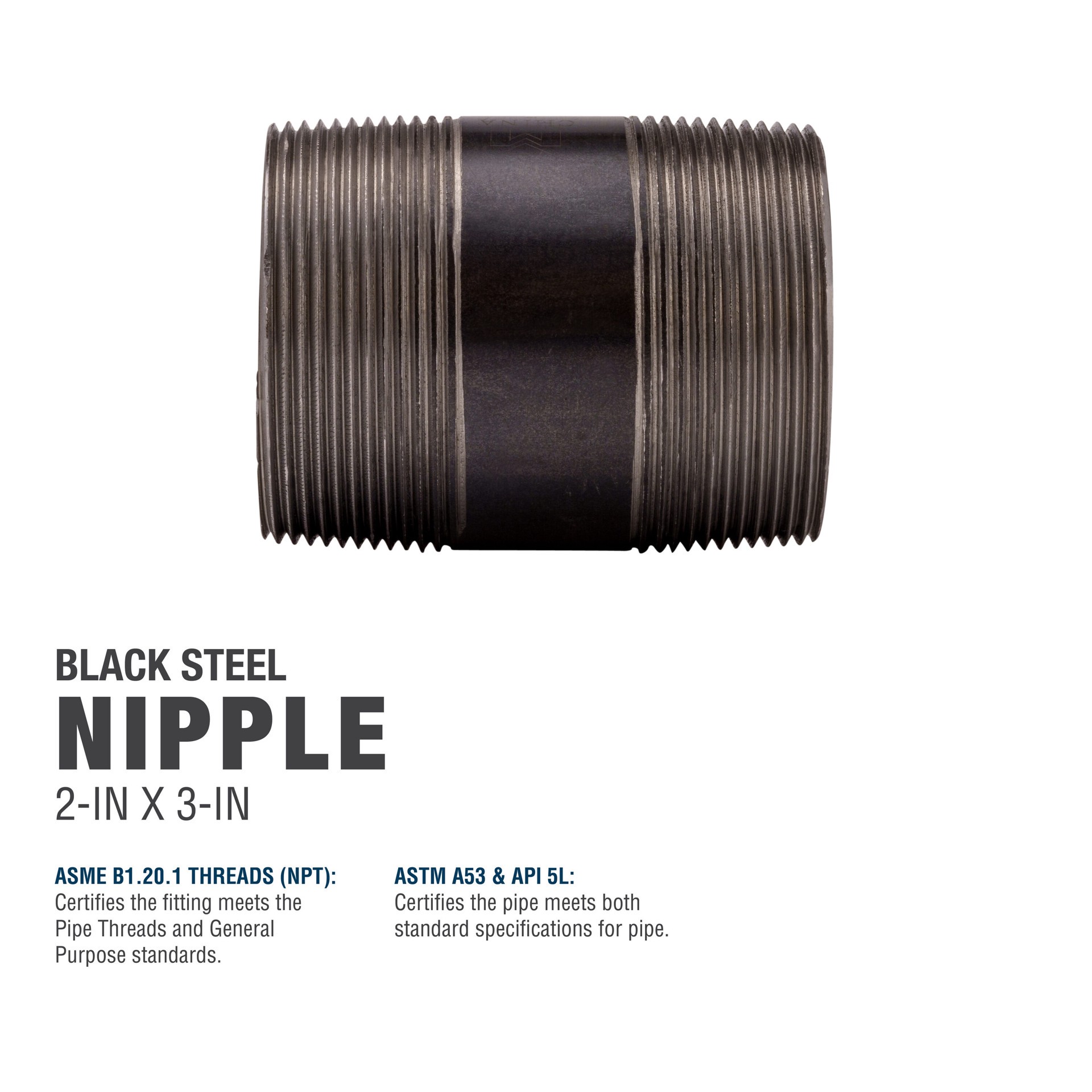 slide 5 of 6, RELIABILT 2-in x 3-in Black Nipple, 1 ct