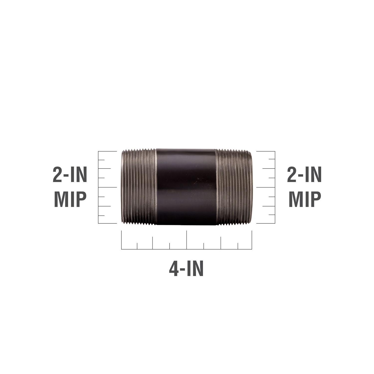 slide 3 of 6, RELIABILT 2-in x 4-in Black Nipple, 1 ct