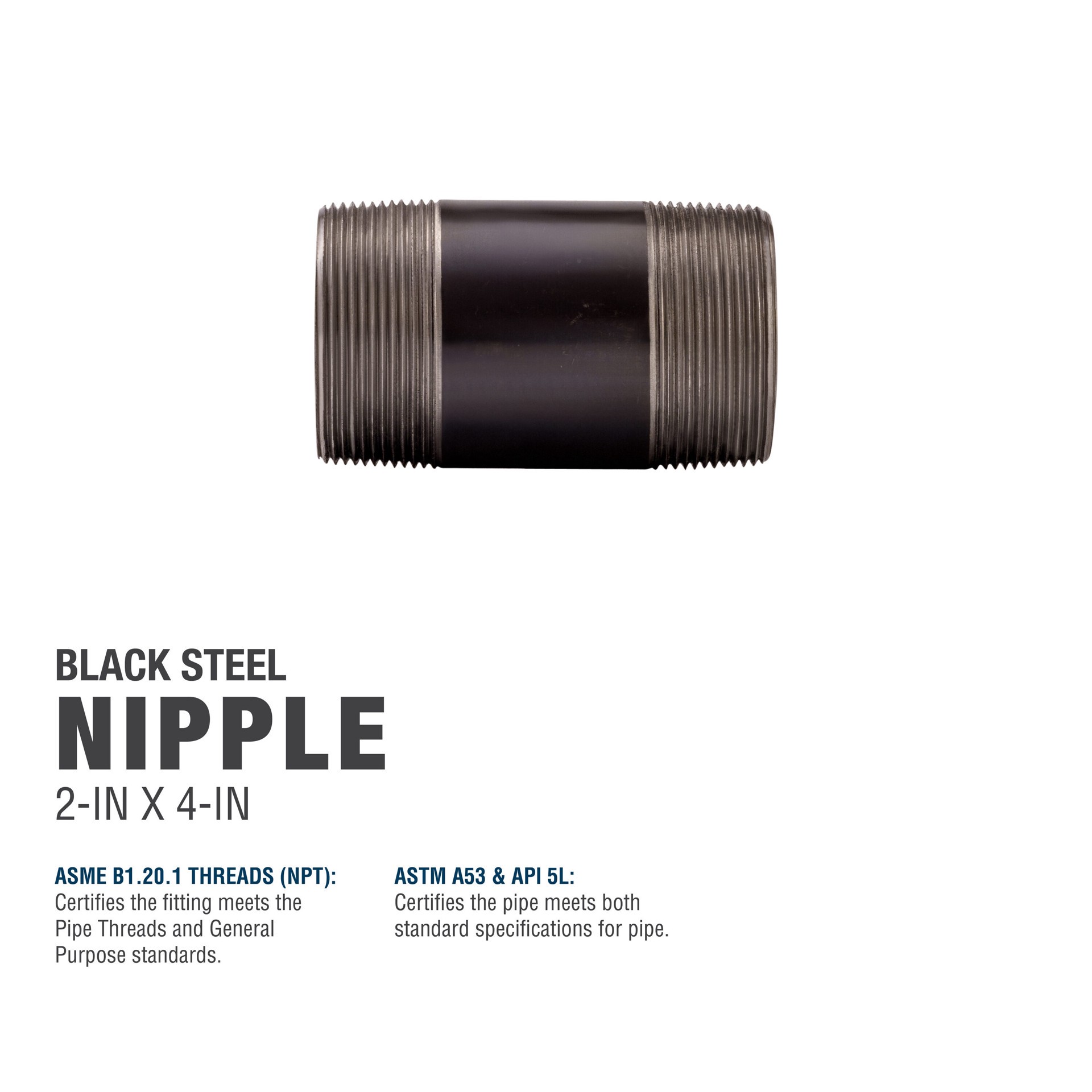 slide 5 of 6, RELIABILT 2-in x 4-in Black Nipple, 1 ct