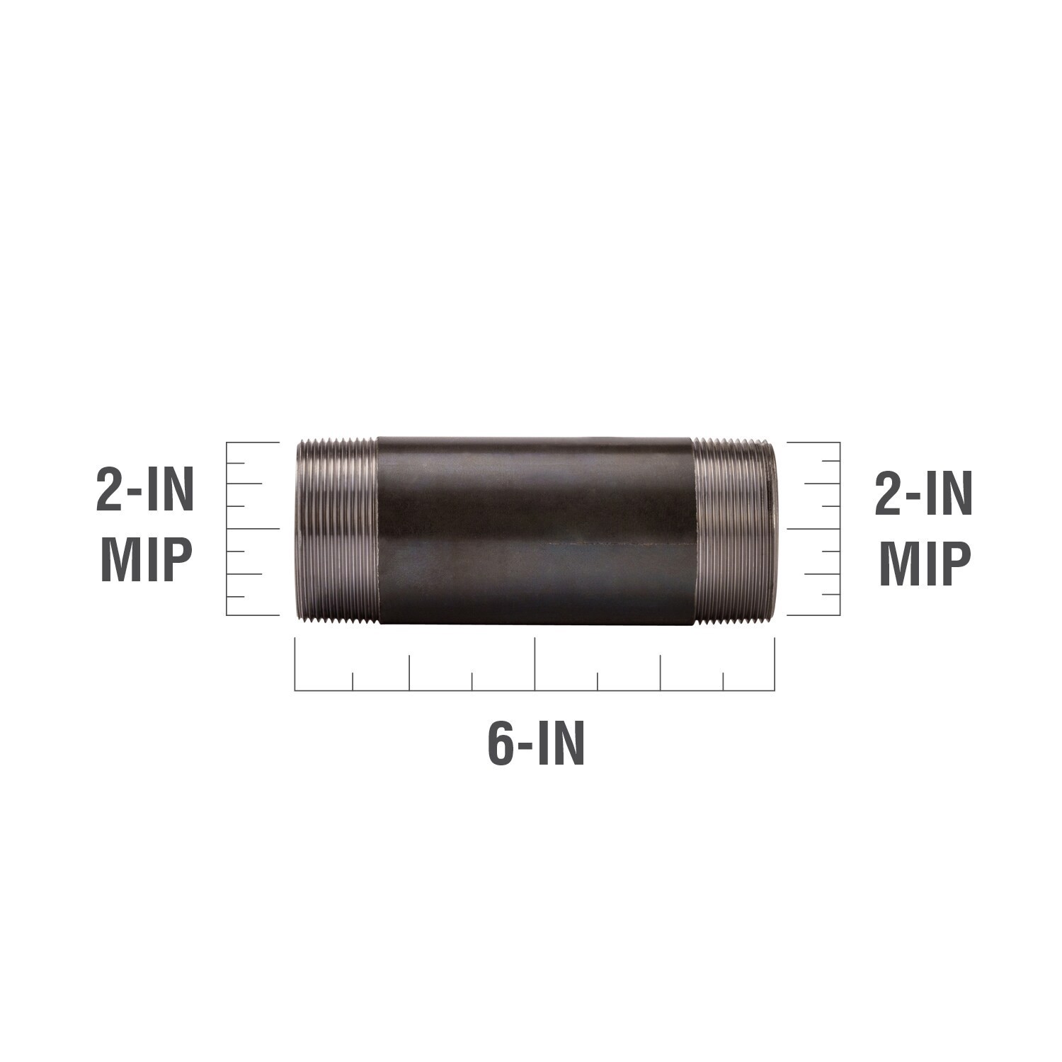 slide 3 of 6, RELIABILT 2-in x 6-in Black Nipple, 1 ct