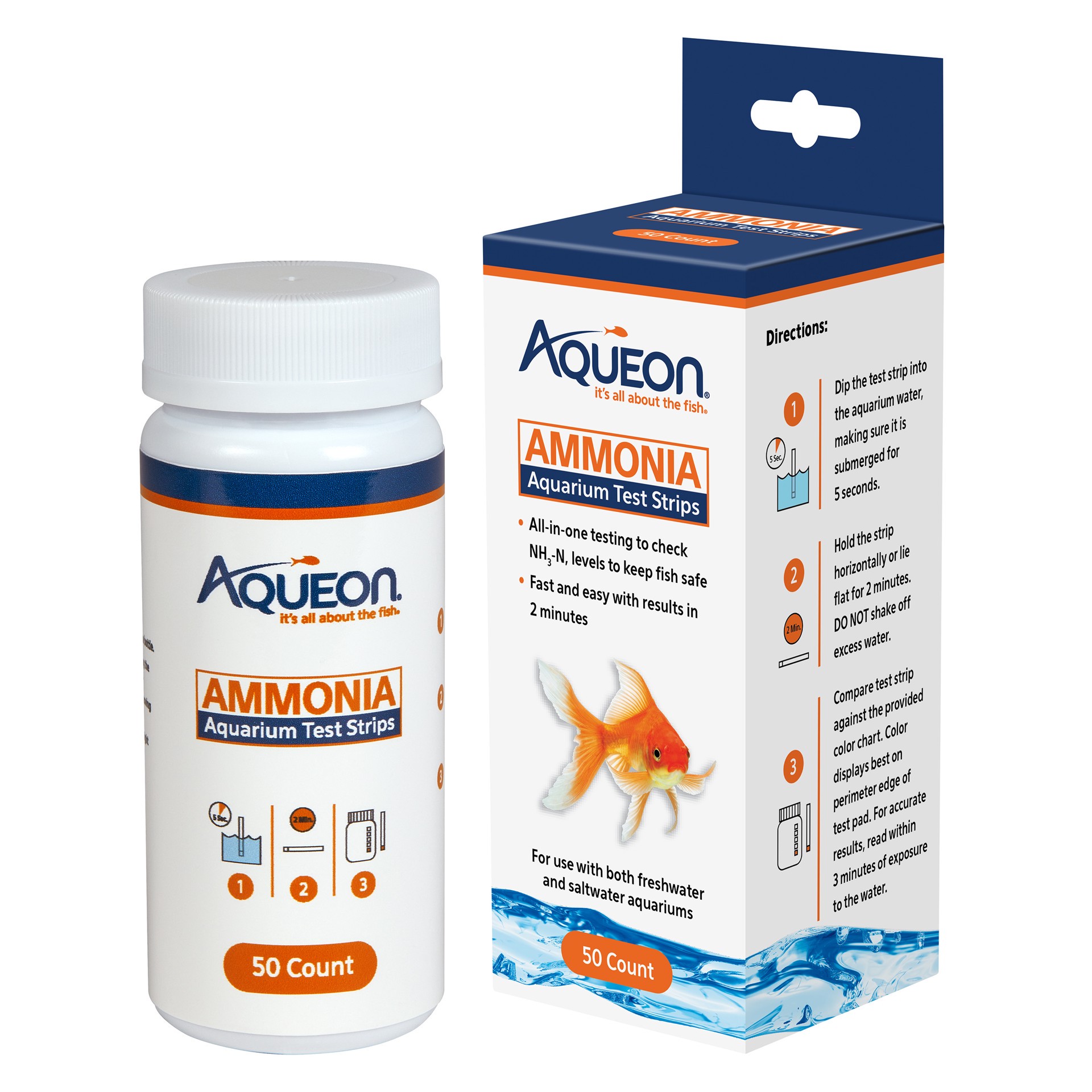 slide 9 of 10, Aqueon Ammonia Aquarium Test Strips 50 Count, 1 ct