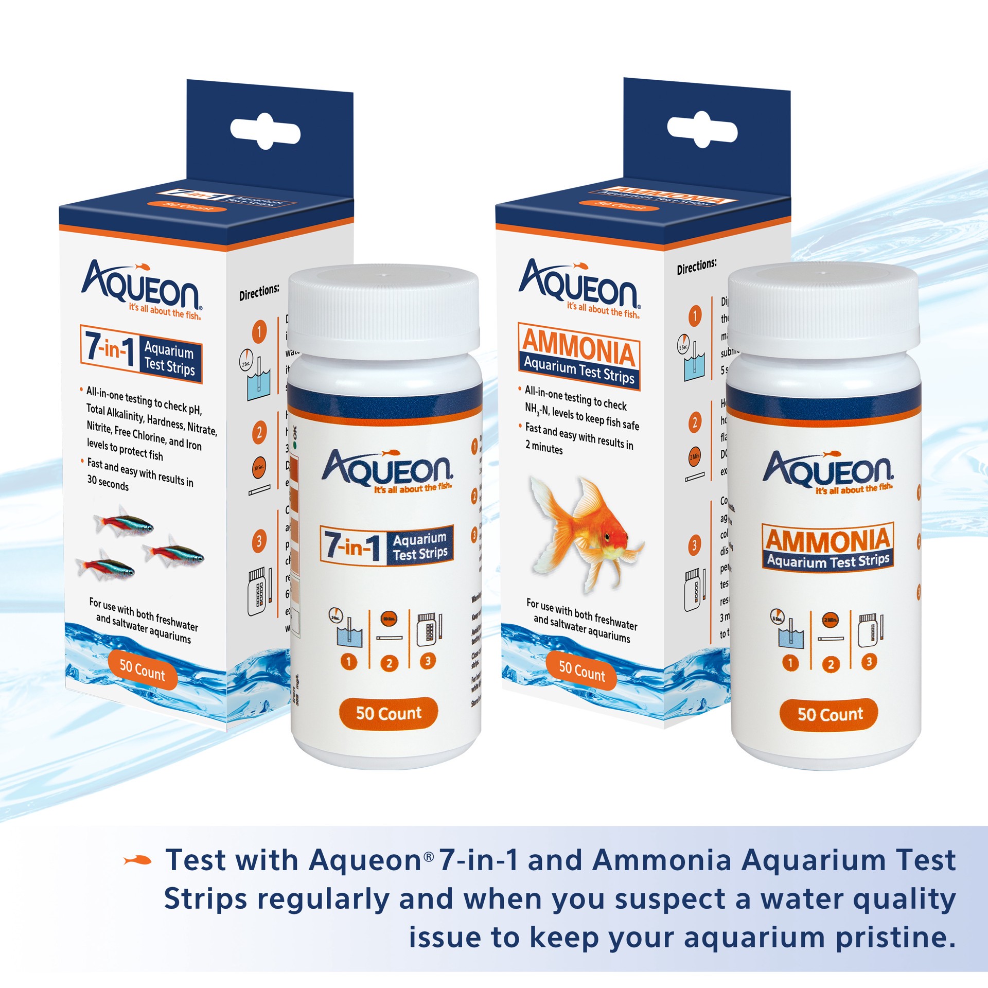 slide 3 of 10, Aqueon Ammonia Aquarium Test Strips 50 Count, 1 ct