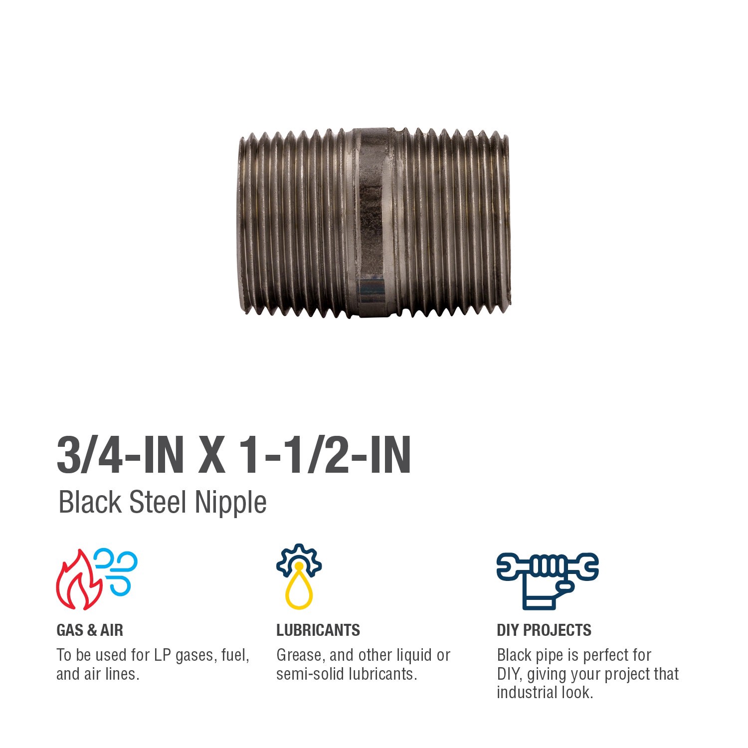 slide 4 of 6, RELIABILT 3/4-in x 1-1/2-in Black Nipple, 1 ct