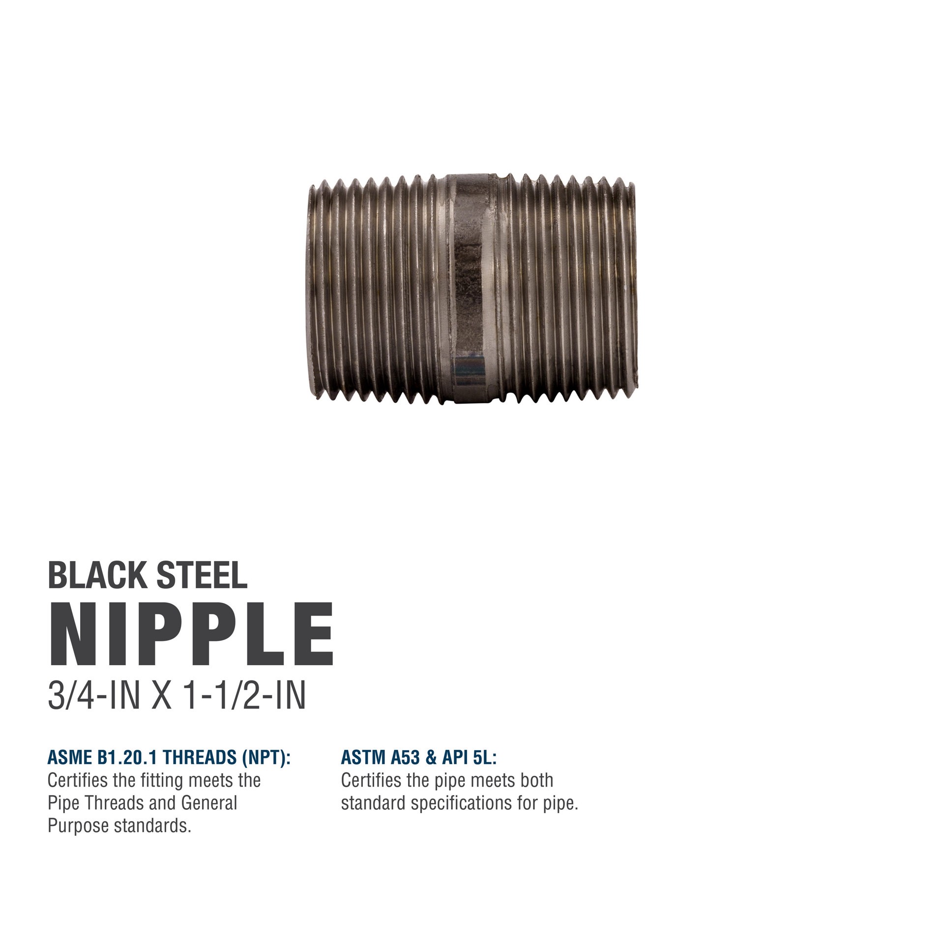 slide 5 of 6, RELIABILT 3/4-in x 1-1/2-in Black Nipple, 1 ct