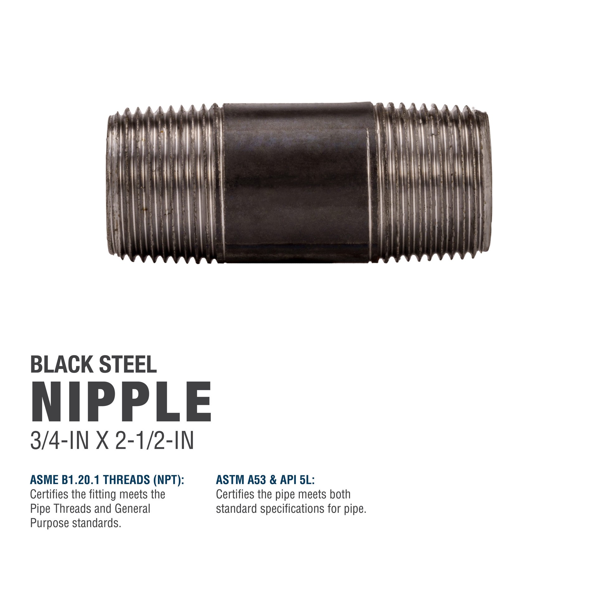 slide 5 of 6, RELIABILT 3/4-in x 2-1/2-in Black Nipple, 1 ct