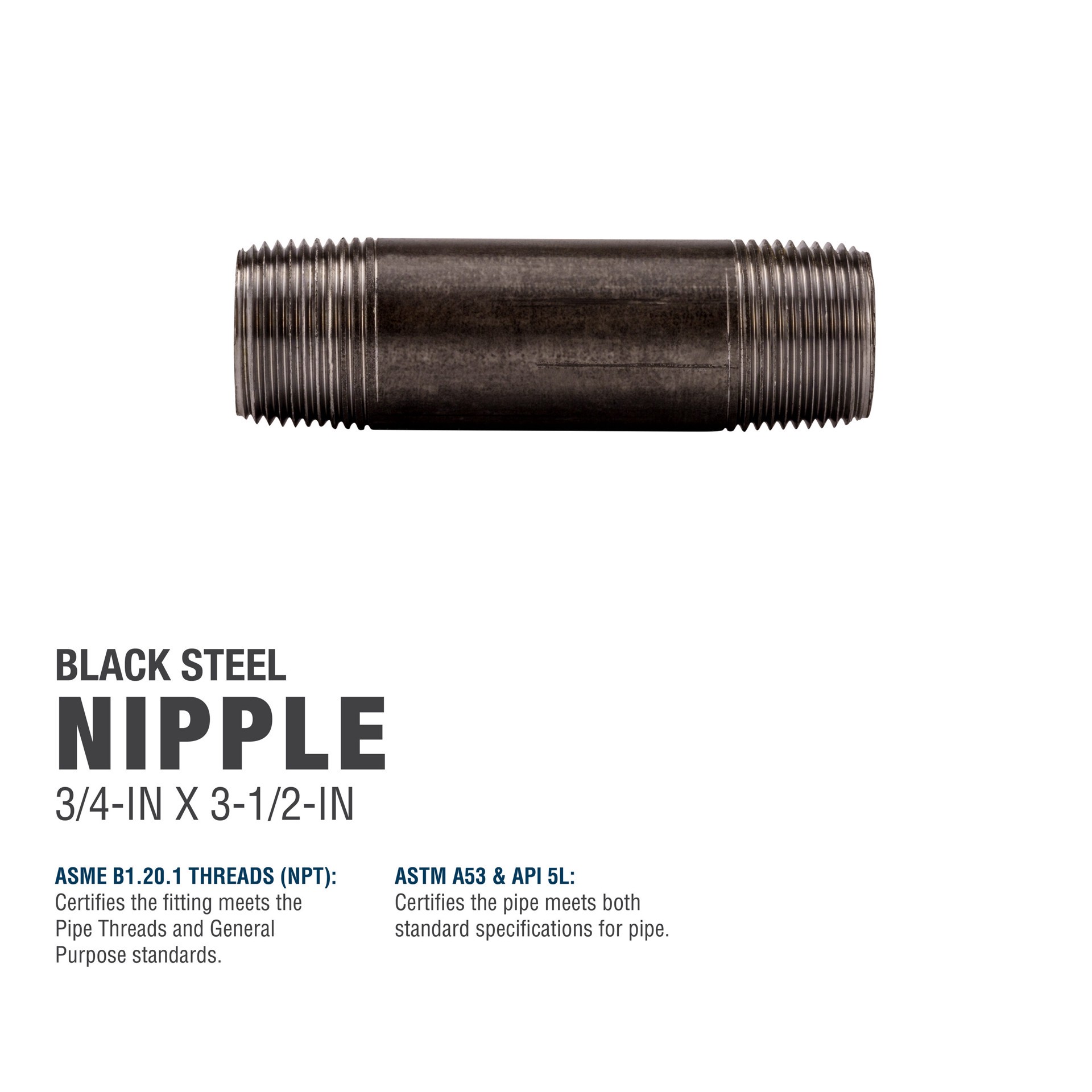 slide 5 of 6, RELIABILT 3/4-in x 3-1/2-in Black Steel Nipple, 1 ct