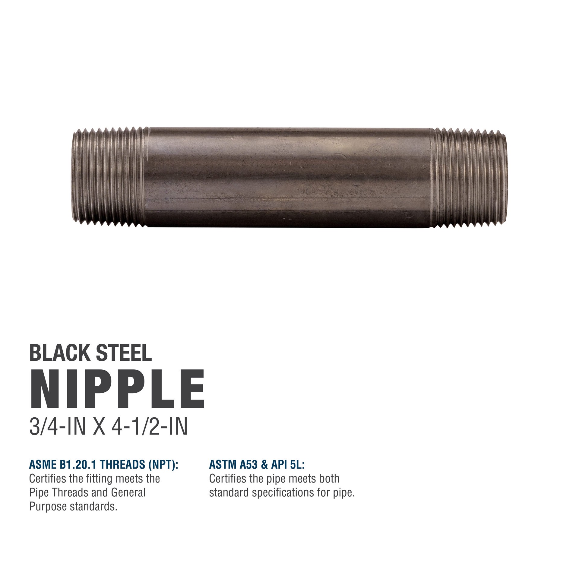 slide 5 of 6, RELIABILT 3/4-in x 4-1/2-in Black Nipple, 1 ct