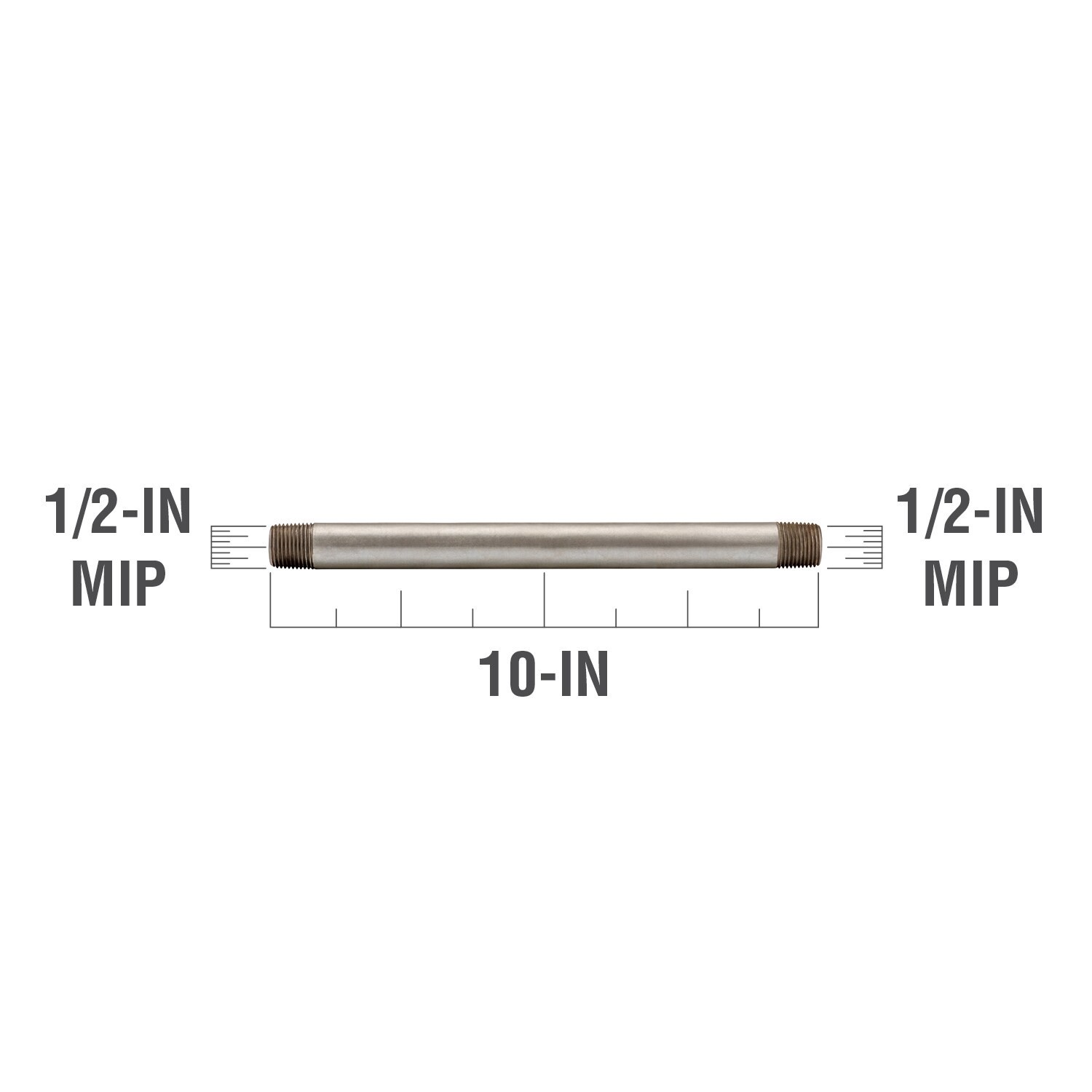 slide 3 of 6, RELIABILT 1/2-in x 10-in Galvanized Nipple, 1 ct