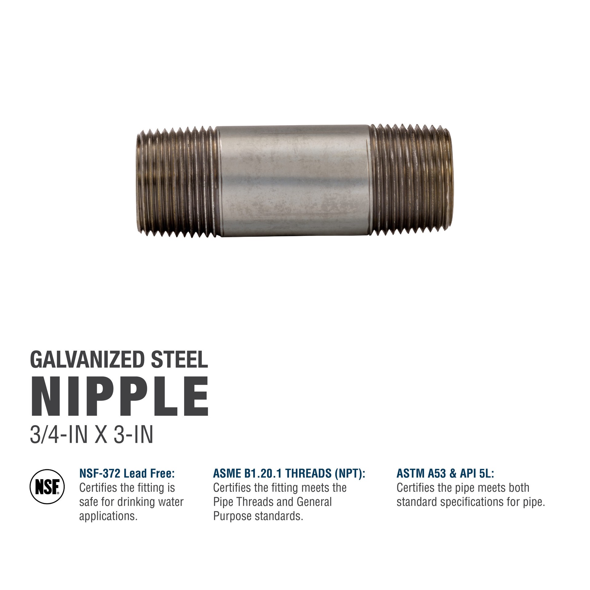 slide 5 of 6, RELIABILT 3/4-in x 3-in Galvanized Nipple, 1 ct