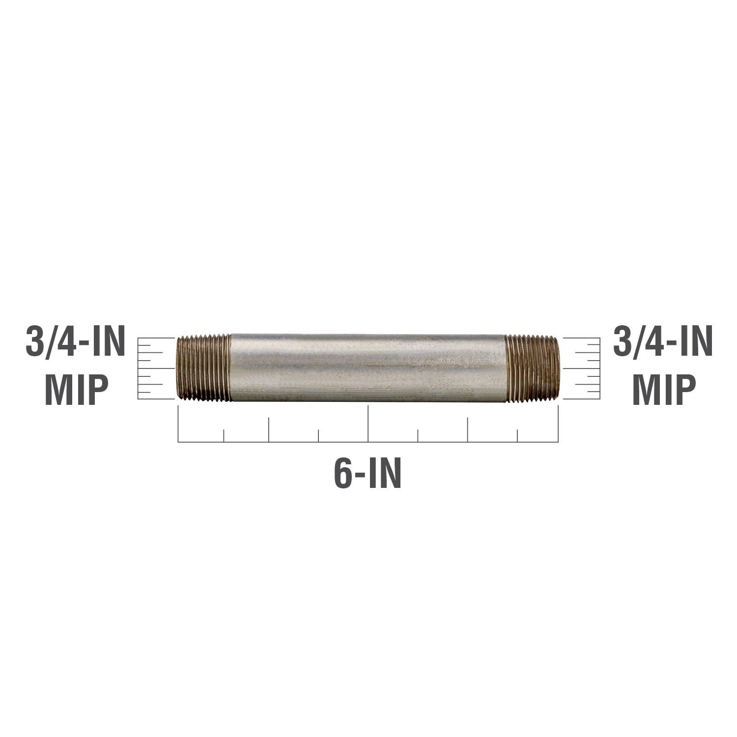slide 3 of 6, RELIABILT 3/4-in x 6-in Galvanized Nipple, 1 ct