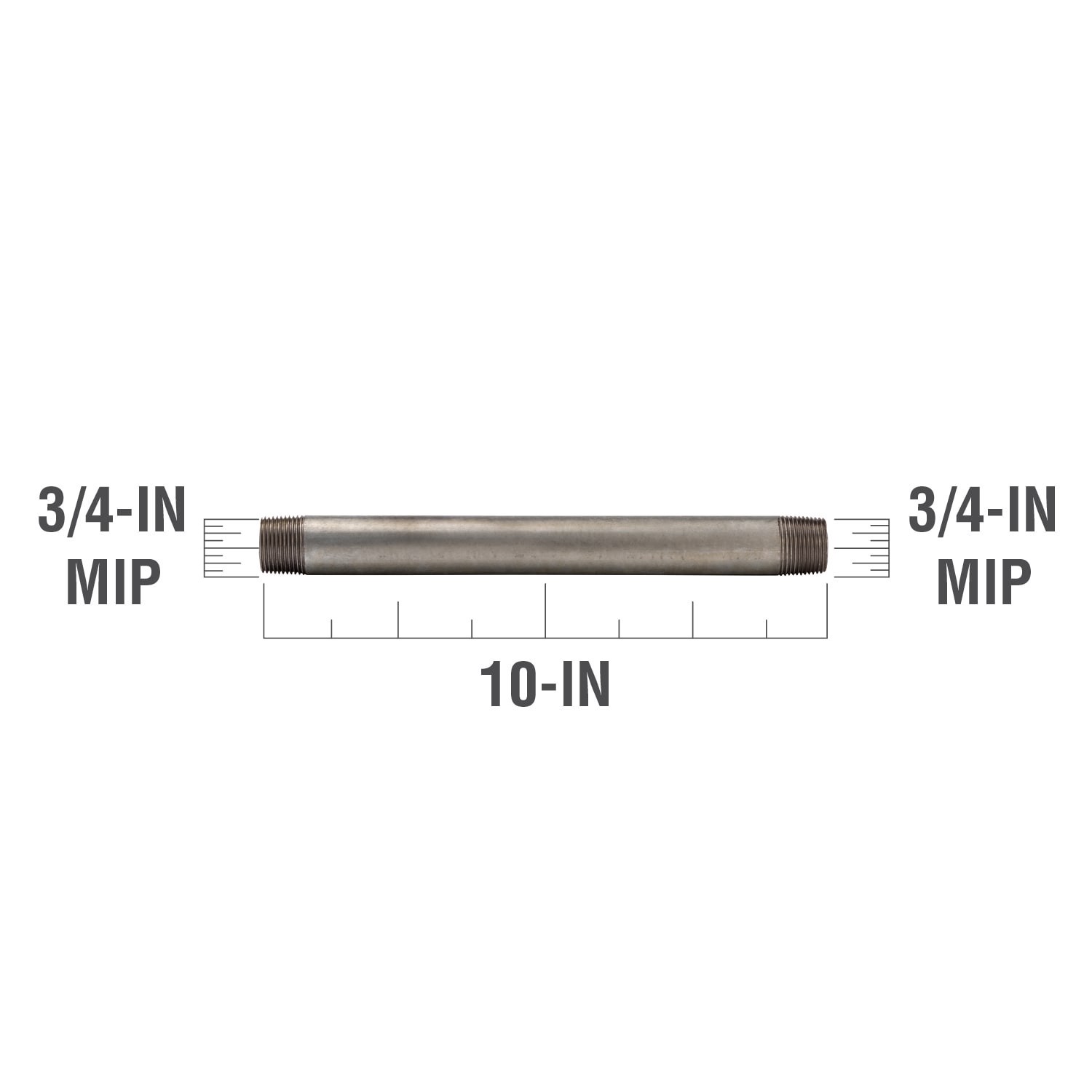 slide 3 of 6, RELIABILT 3/4-in x 10-in Galvanized Nipple, 1 ct
