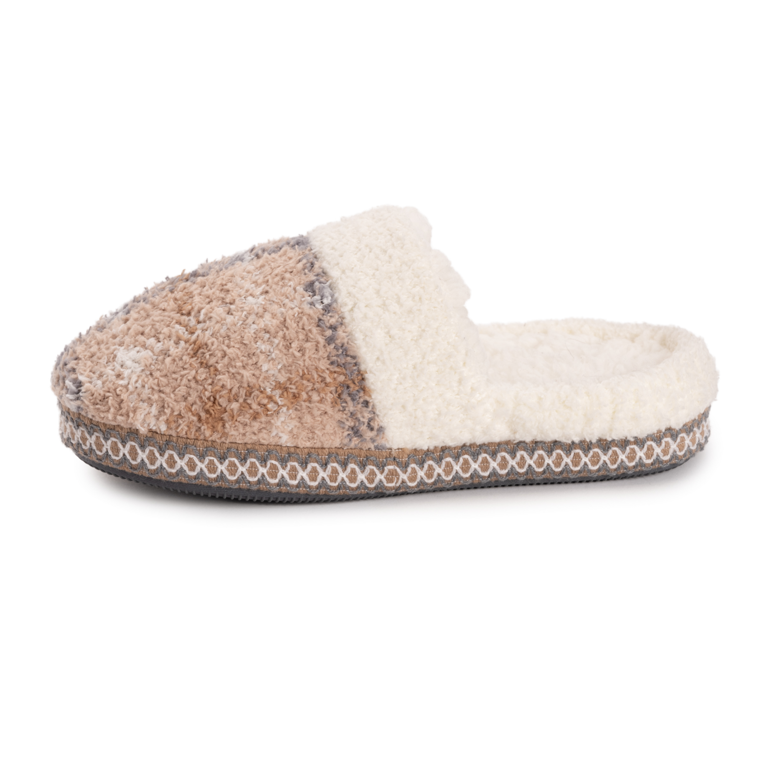 slide 4 of 6, Muk Luks Women's Cozy Plaid Scuff Slipper Tan, Large (9-10), LG