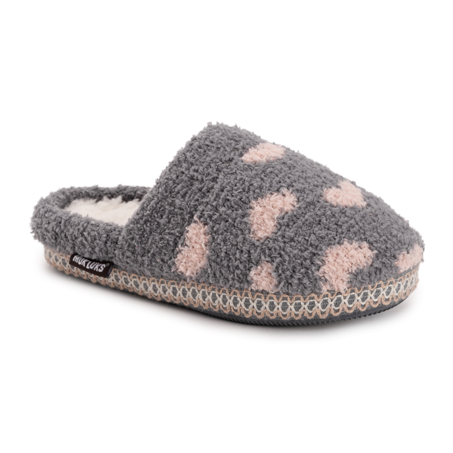 slide 1 of 6, Muk Luks Women's Cozy Hearts Scuff Slipper Pink, Medium (7-8), 1 ct