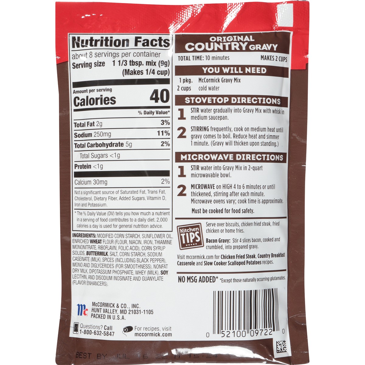 slide 2 of 7, McCormick Country Gravy Mix, 2.64 oz, 2.64 oz