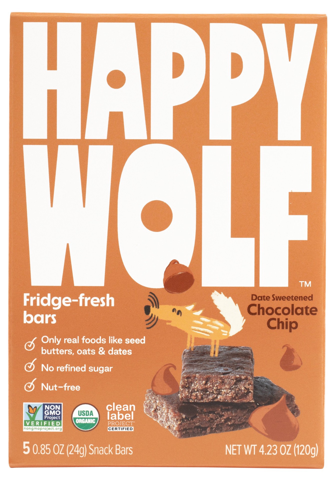 slide 1 of 1, Happy Wolf Snk Choc Chp Snk Bar, 4.25 oz