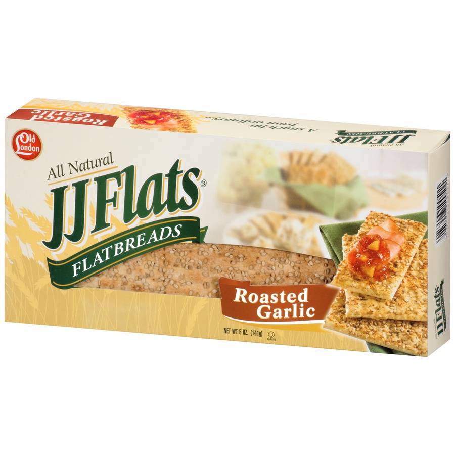 slide 3 of 3, JJ Flats Breadflats, Garlic, 5 oz