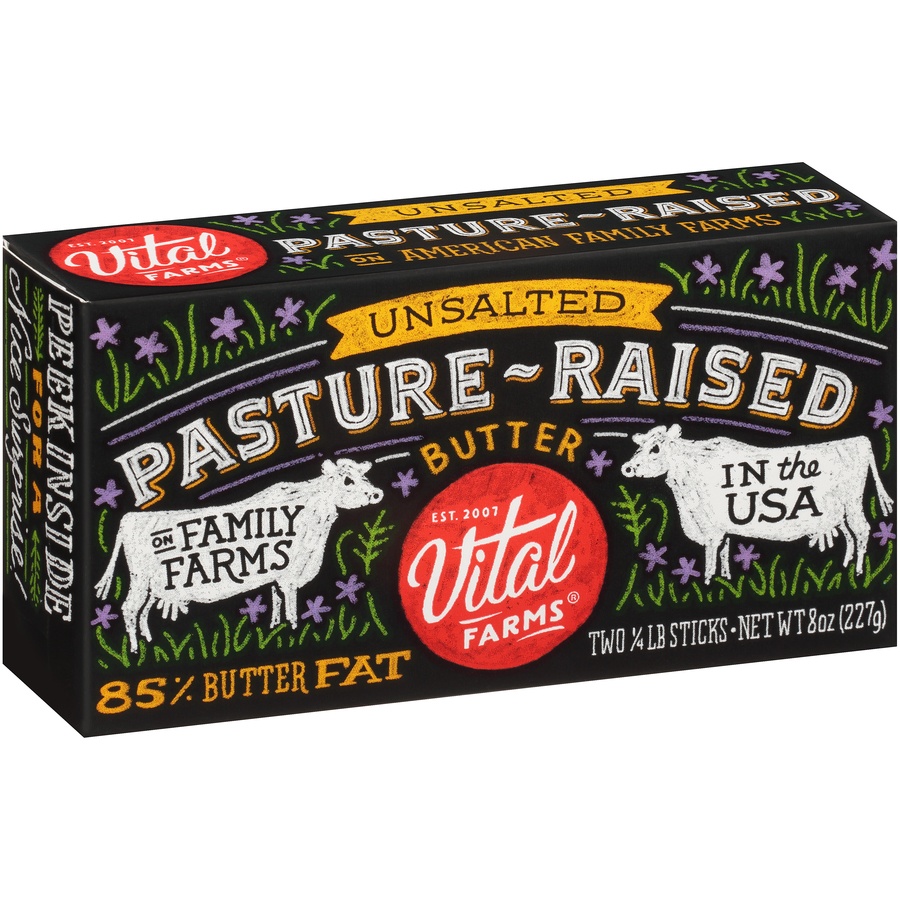 slide 3 of 4, Vital Farms Unsalted Pasture-Raised Butter, 8 oz