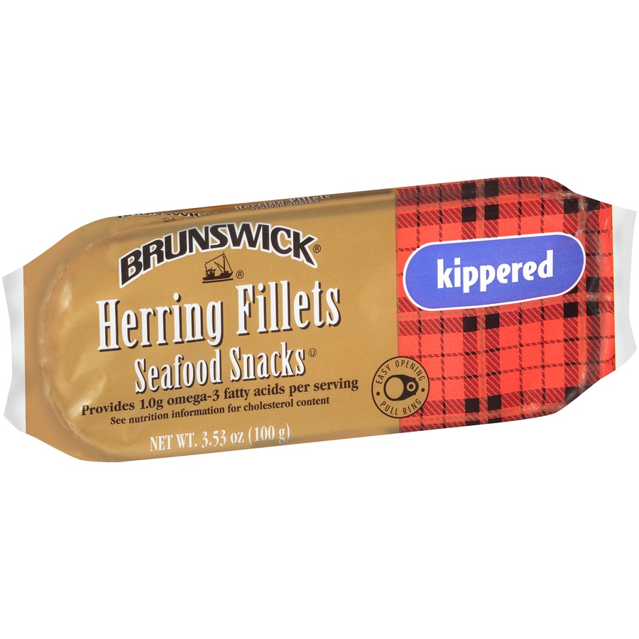 slide 2 of 8, Brunswick Boneless Herring Fillet Seafood Snacks Kippered, 3.53 oz