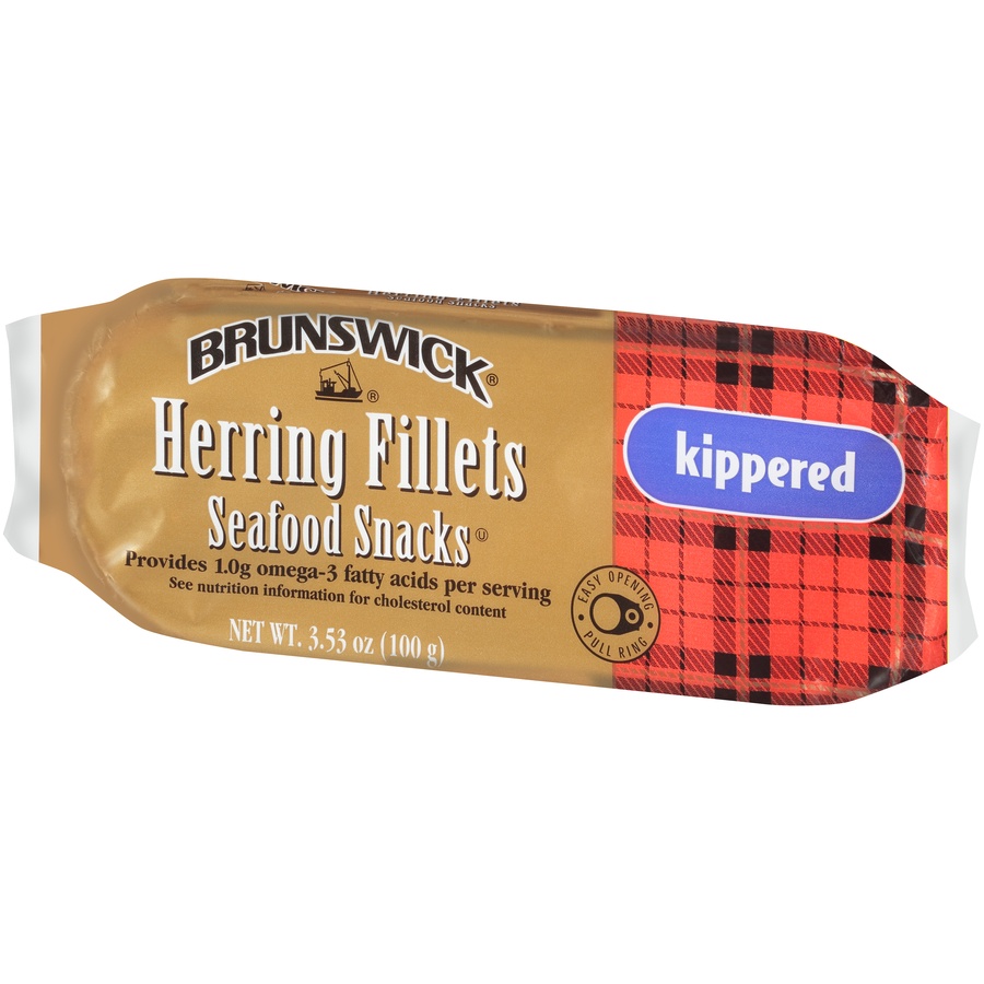 slide 3 of 8, Brunswick Boneless Herring Fillet Seafood Snacks Kippered, 3.53 oz