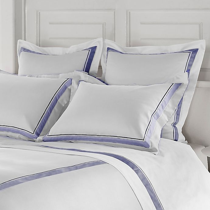 slide 1 of 1, Frette at Home Arno European Pillow Sham - White/Sapphire, 1 ct