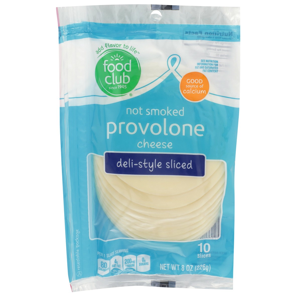 slide 1 of 9, Food Club Deli Style Cheese Provolone Thin Sliced, 8 ct; 8 oz