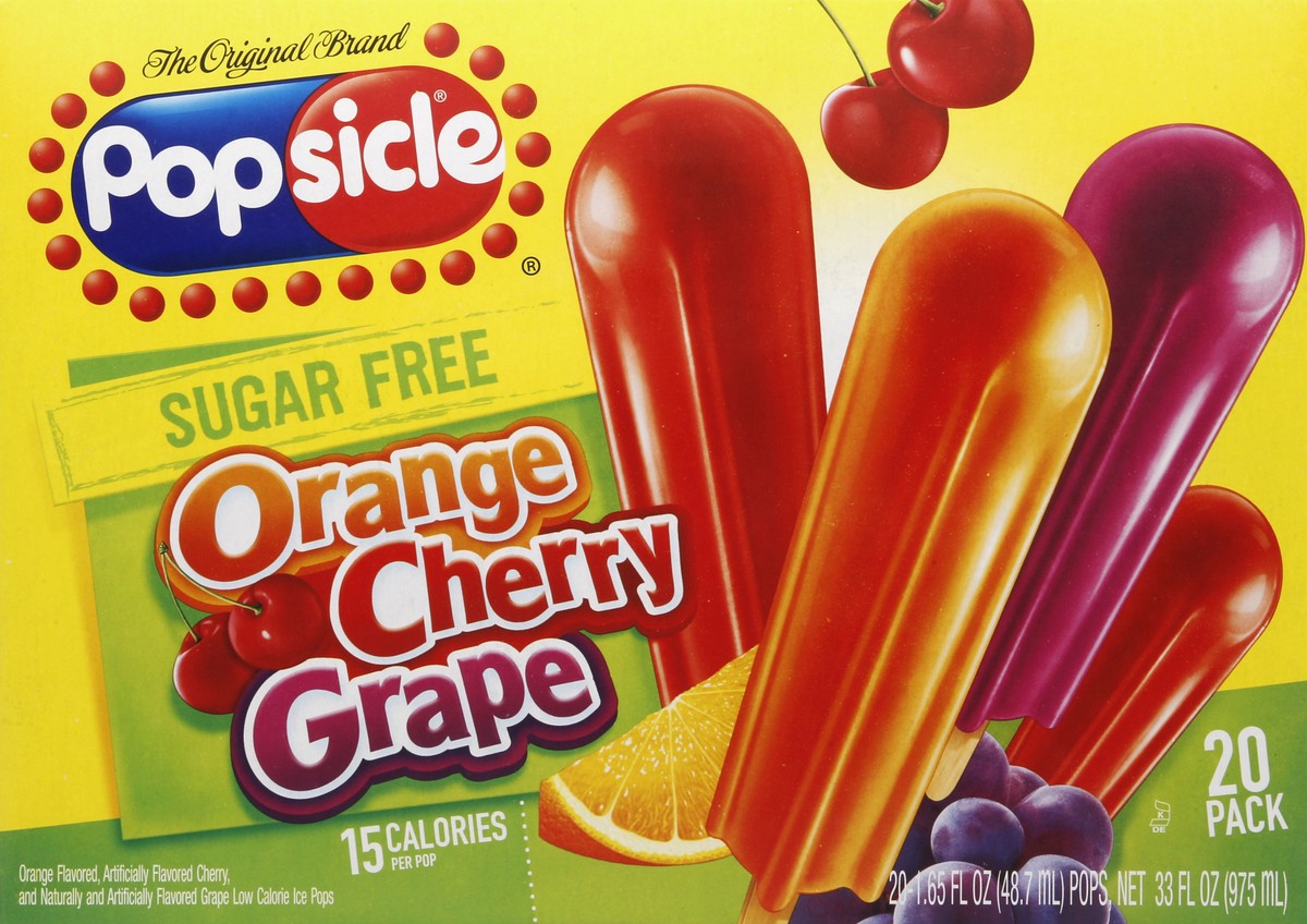 slide 4 of 4, Popsicle Orange Cherry Grape Sugar Free Pops, 20 ct