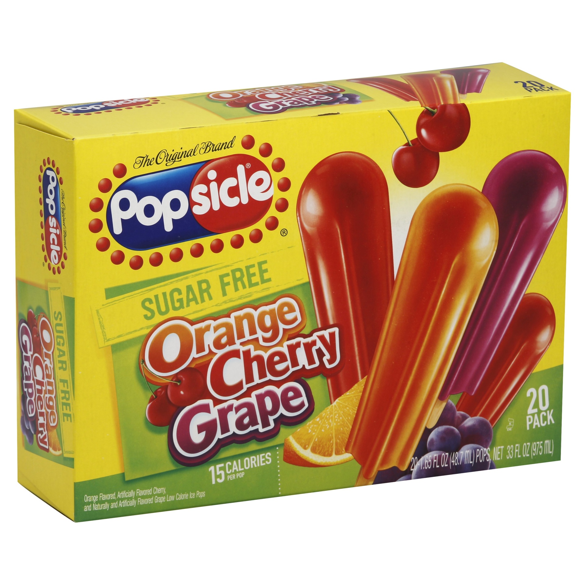 slide 1 of 4, Popsicle Orange Cherry Grape Sugar Free Pops, 20 ct