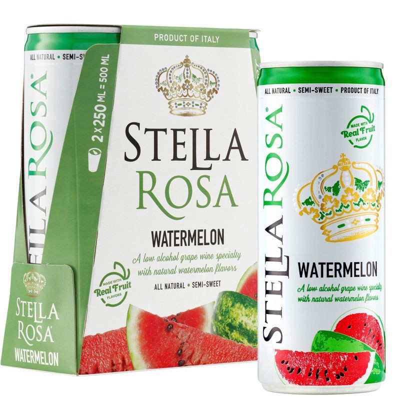 slide 2 of 8, Stella Rosa Watermelon Semi-Sweet Rose Wine 2Pk/250 ml, 2 ct; 50 ml