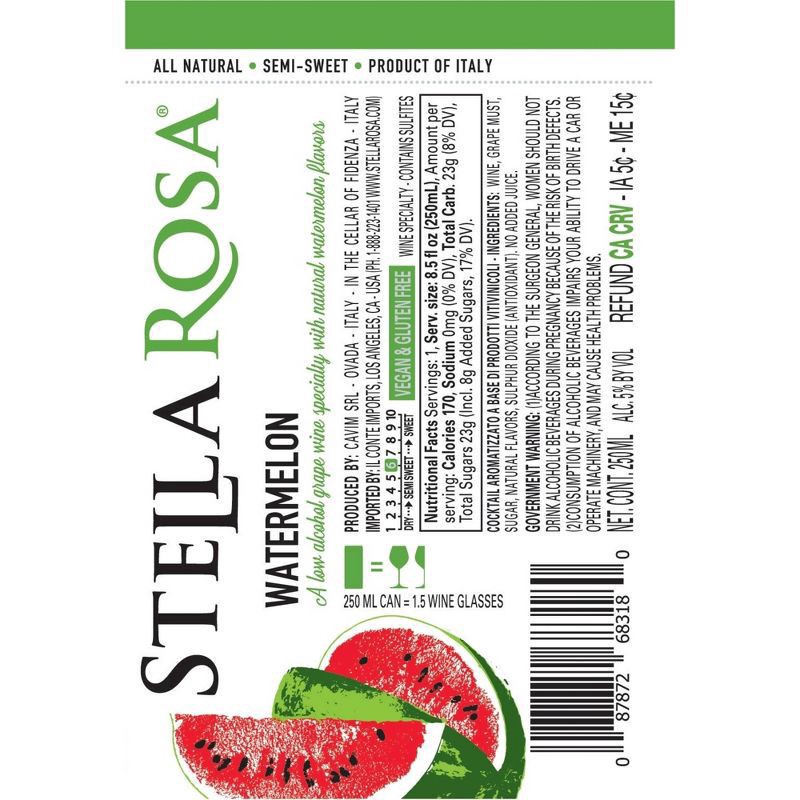 slide 5 of 8, Stella Rosa Watermelon Semi-Sweet Rose Wine 2Pk/250 ml, 2 ct; 50 ml