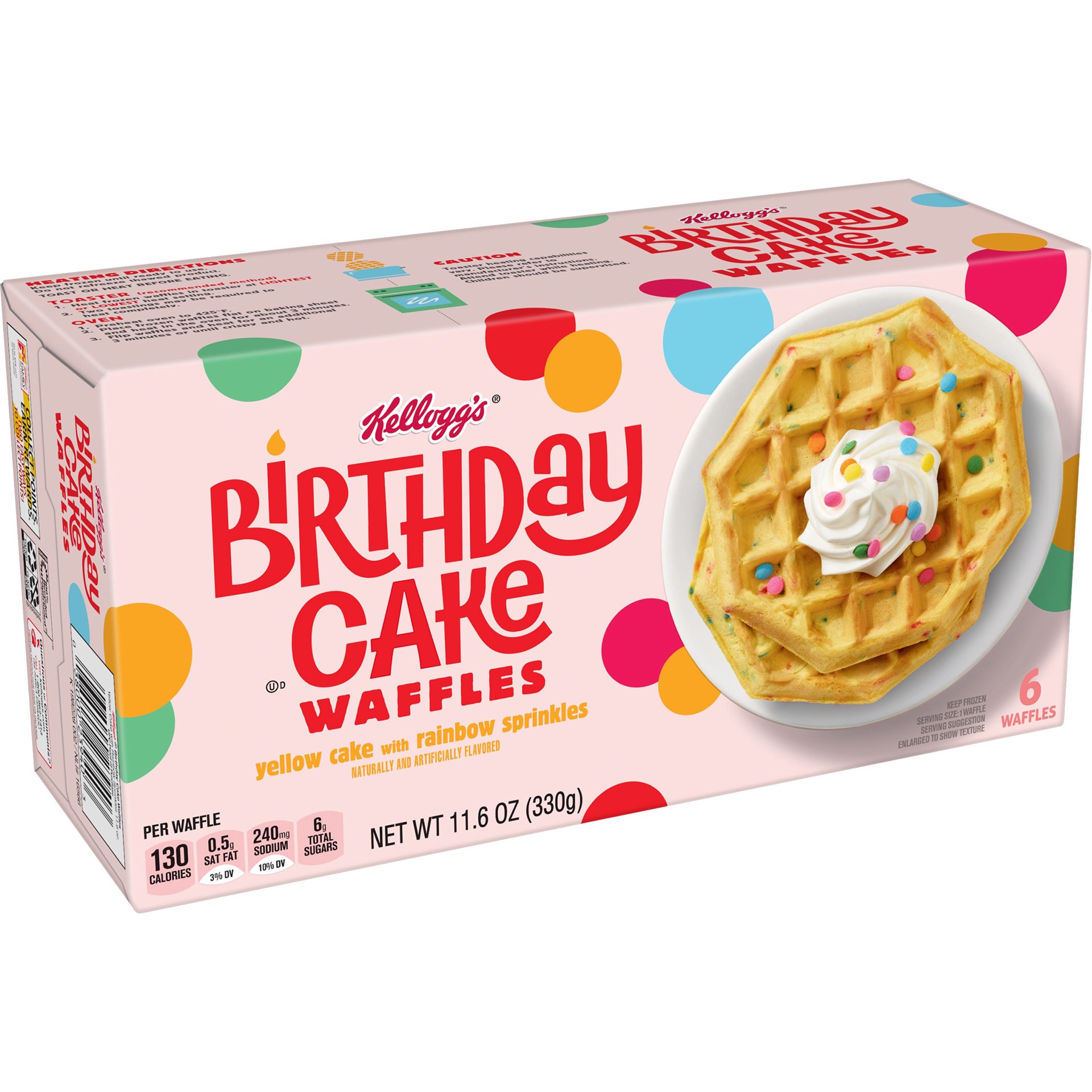slide 1 of 4, Kellogg's Frozen Waffles, Birthday Cake, 11.6 oz