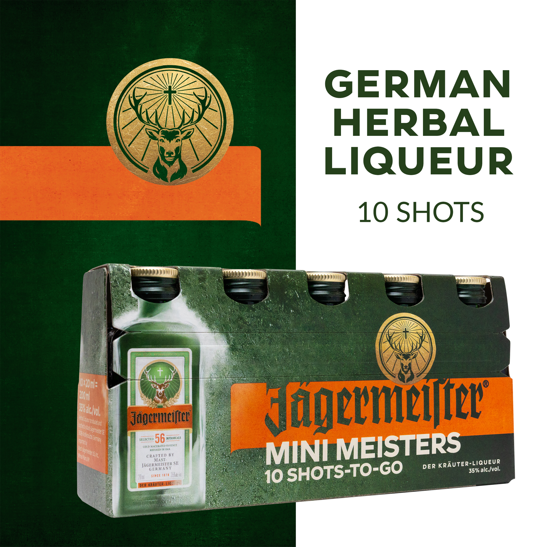 slide 1 of 4, Jägermeister Liqueur Mini Meister, 20 ml