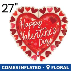 Betallic Frilled Hearts Happy Valentine's Day 27 in Balloon