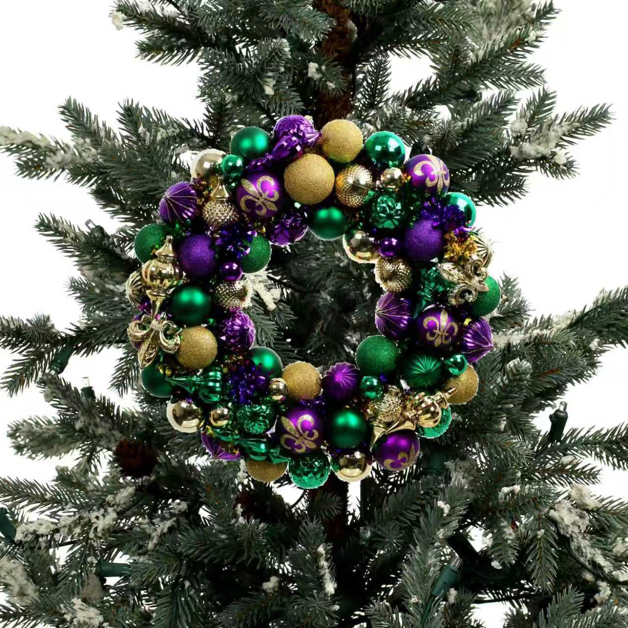 slide 2 of 2, 22" Mardi Gras Ornament Wreath By Celebrate It, 22 in