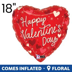 Betallic Striped Hearts Happy Valentine's Day 18in Standard Heart Shape Balloon