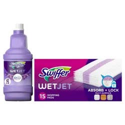 Swiffer WetJet Pad & Solution Bundle Pack - 12ct: Cotton Material, Floor Use, 3.498 Inch Depth