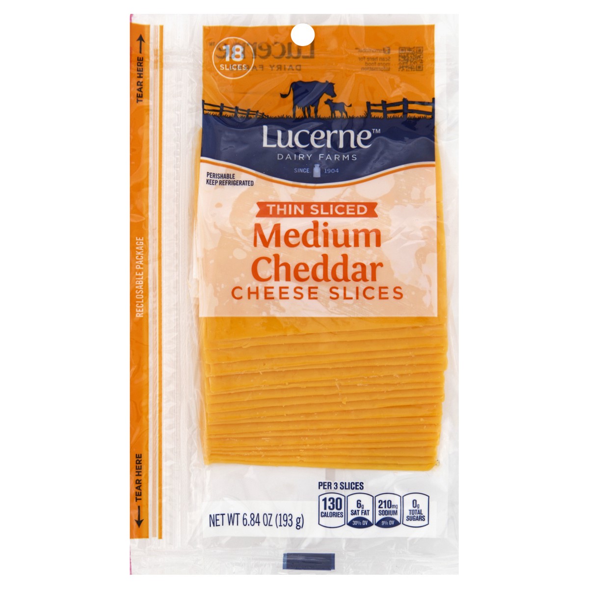 Lucerne Dairy Farms Lucerne Cheese Slices Thin Medium Cheddar 6.84 Oz ...