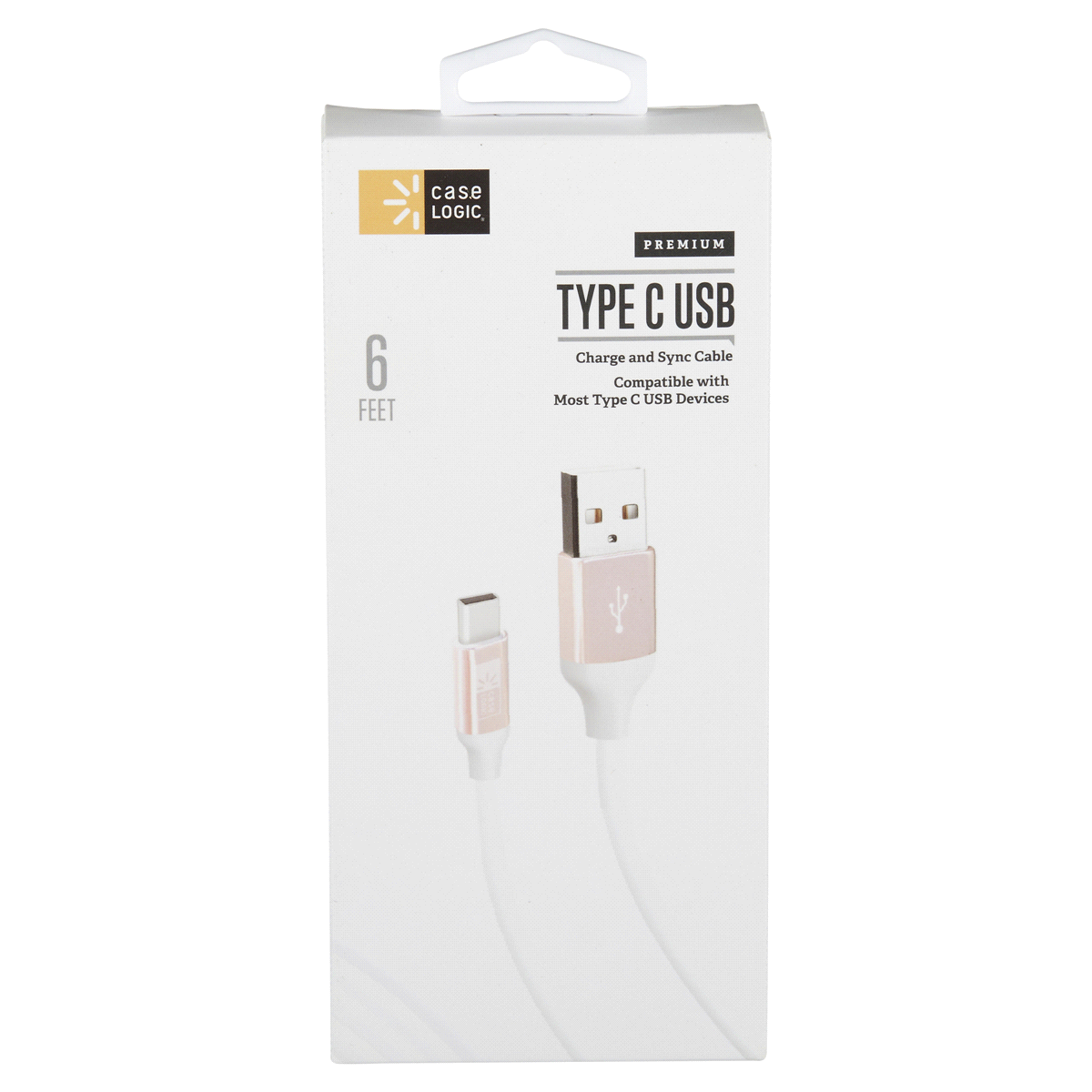 slide 1 of 5, Case Logic Type-C Cable-White/Rosegold, 6 ft