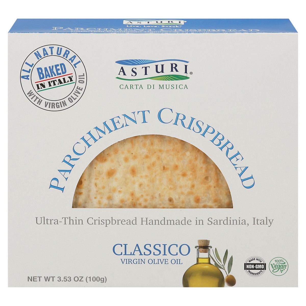 slide 2 of 4, Asturi Parchment Classico Virgin Olive Oil Crispbread 3.53 oz, 3.53 oz