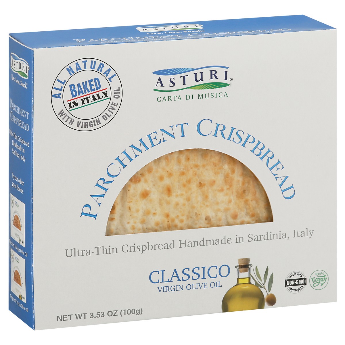 slide 4 of 4, Asturi Parchment Classico Virgin Olive Oil Crispbread 3.53 oz, 3.53 oz