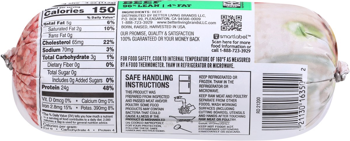 slide 10 of 11, Signature Farms Ground Beef 96% Lean 4% Fat Chub - 16 Oz, 16 oz