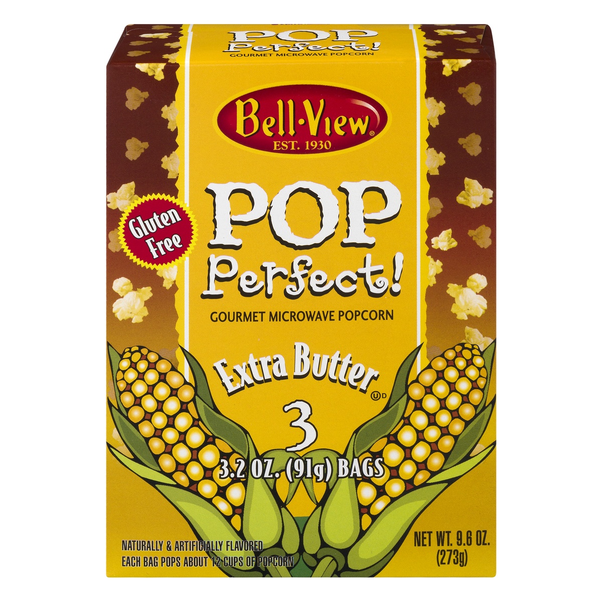 BellView Microwave Popcorn, Gluten Free, Extra Butter 3 ct Shipt