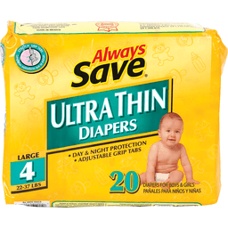 slide 1 of 1, Always Save Ultra Thin Diapers Size 4, 20 ct