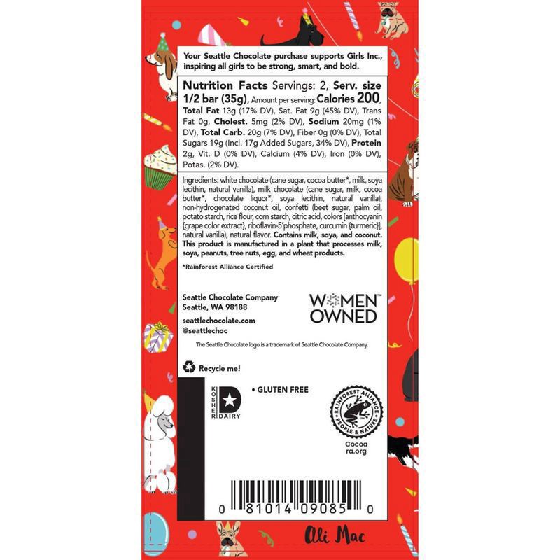 slide 8 of 8, Seattle Chocolate Happy Birthday Cake Batter Truffle Bar, 2.5 oz