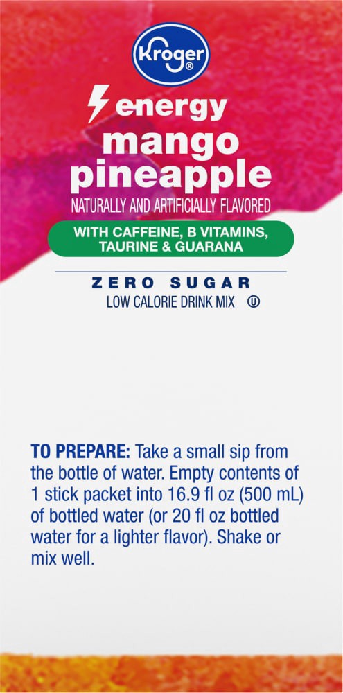 slide 3 of 4, Kroger Energy Mango Pineapple Drink Mix, 30 ct; 0.18 oz