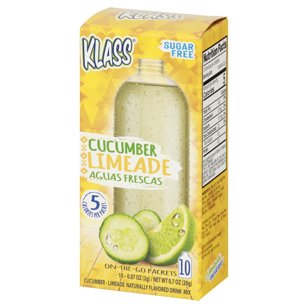 slide 10 of 13, Klass Aguas Frescas, Cucumber Limeade, On The Go Packets- 0.7 oz, 0.7 oz