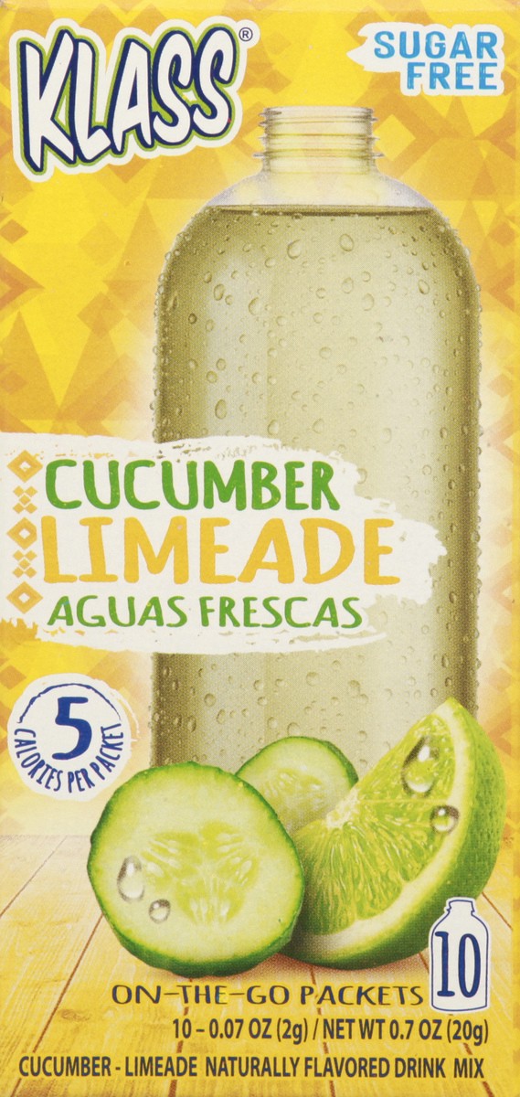 slide 1 of 13, Klass Aguas Frescas, Cucumber Limeade, On The Go Packets- 0.7 oz, 0.7 oz