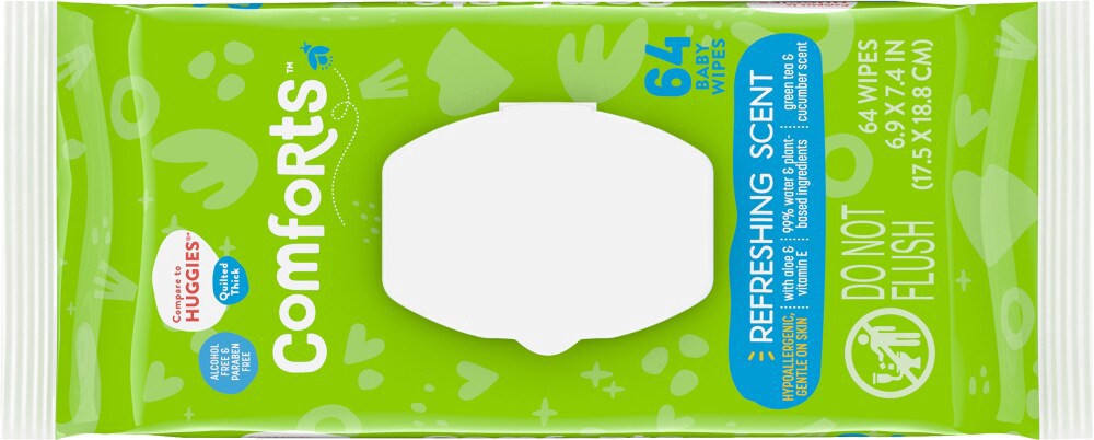 slide 3 of 4, Comforts Refreshing Scent Baby Wipes, 64 ct